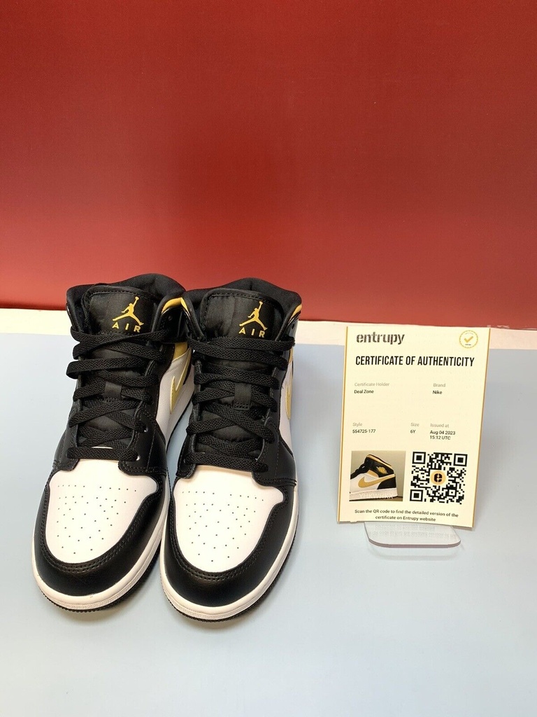 Nike Air Jordan 1 Mid GS White Pollen Black 554725-177 Size 6y #1