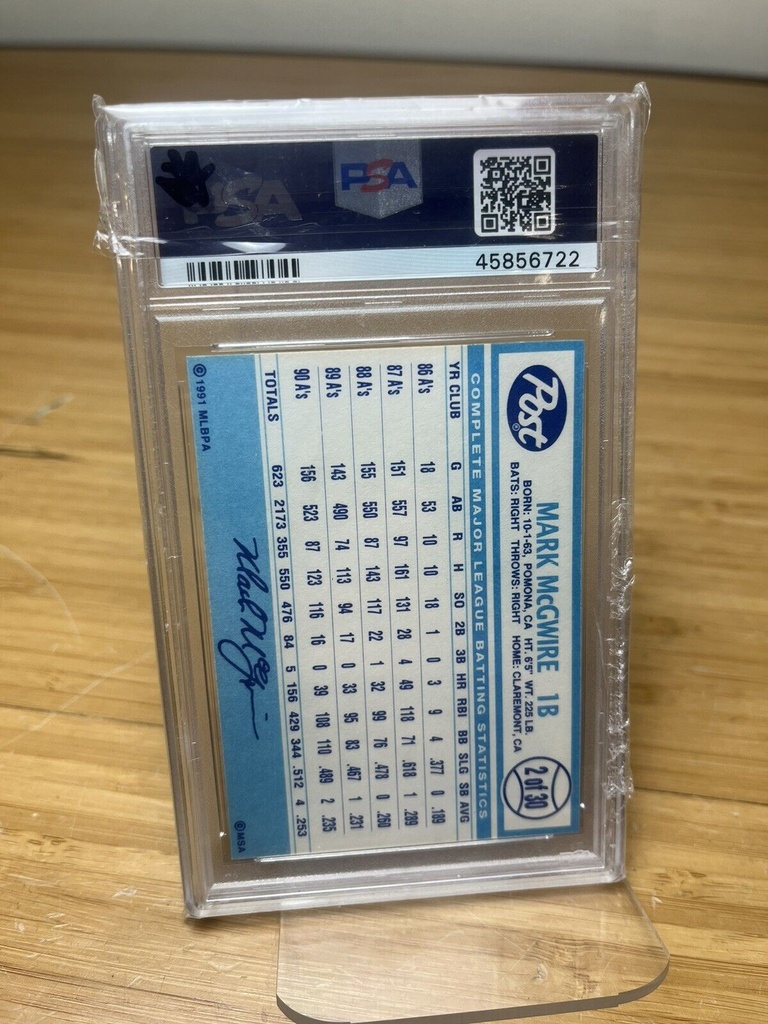 1991 Post Cereal #2 Mark McGwire Oakland Athletics PSA 9 MINT #1