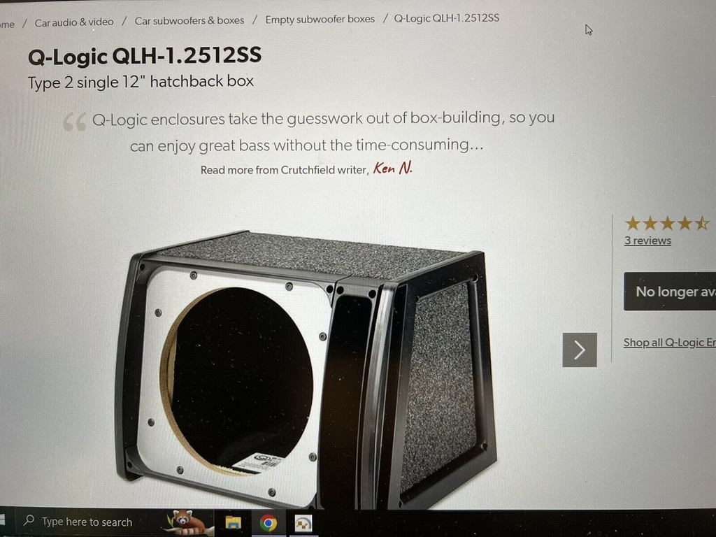 Alpine Type R 12' SWR1242D Subwoofer w. QLH-1.2512SBS Box #1