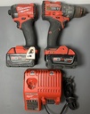 Preowned Milwaukee 3697-22 M18 Fuel Tool Drill Set Hammer Driver used