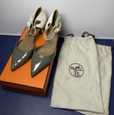HERMES Semelle Cuir Ankle Strap Heels Shoes Size 38 used