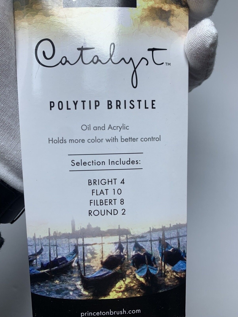 Princeton Catalyst Polytip Bristle Artist Brush For Acrylic & Oil 4pc Nextgen #1