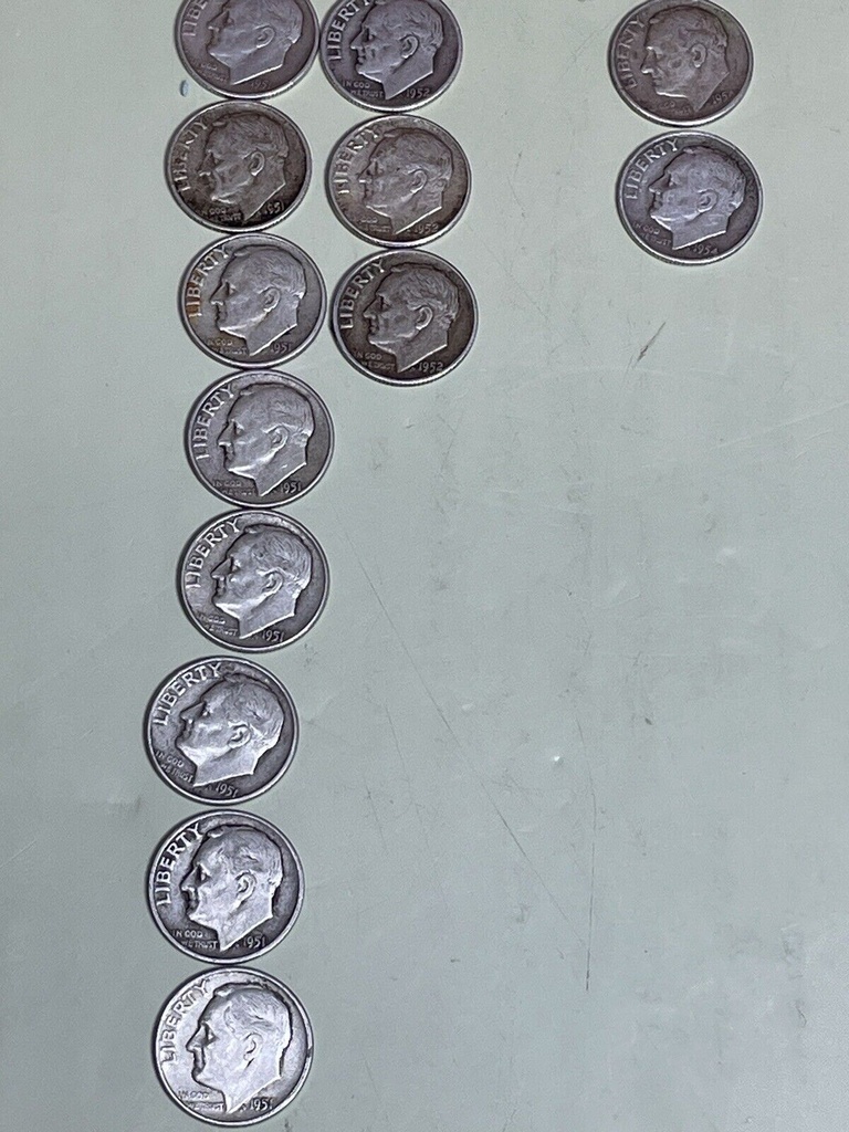 Lot of 128 Roosevelt Dimes 1946-1964 90% Silver 317.9g total weight #1