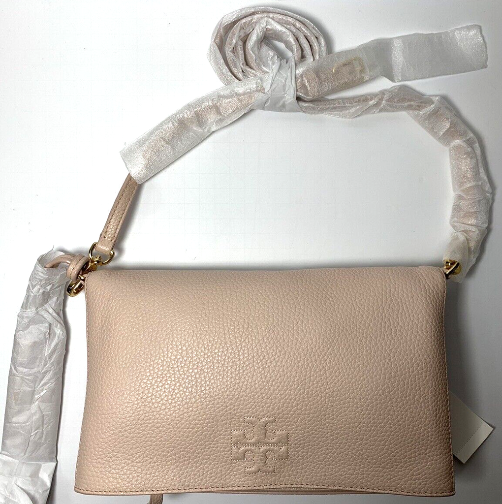 NWT Tory Burch Thea Crossbody Foldover Bag Shoulderbag Shell Pink #1