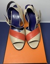 HERMES Semelle Cuir Slingback Loop Heels Shoes Beige Coral Size 37 1/2 buy