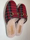 Gucci 'Fria' Houndstooth Gold Horsebit Shearling Lined Mule Slipper sz 36 price