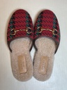 Gucci 'Fria' Houndstooth Gold Horsebit Shearling Lined Mule Slipper sz 36 cost