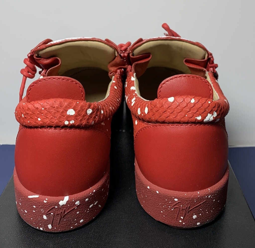 Giuseppe Zanotti Bertens Double Zip Leather Red Glitter Sneakers RM90004 #3