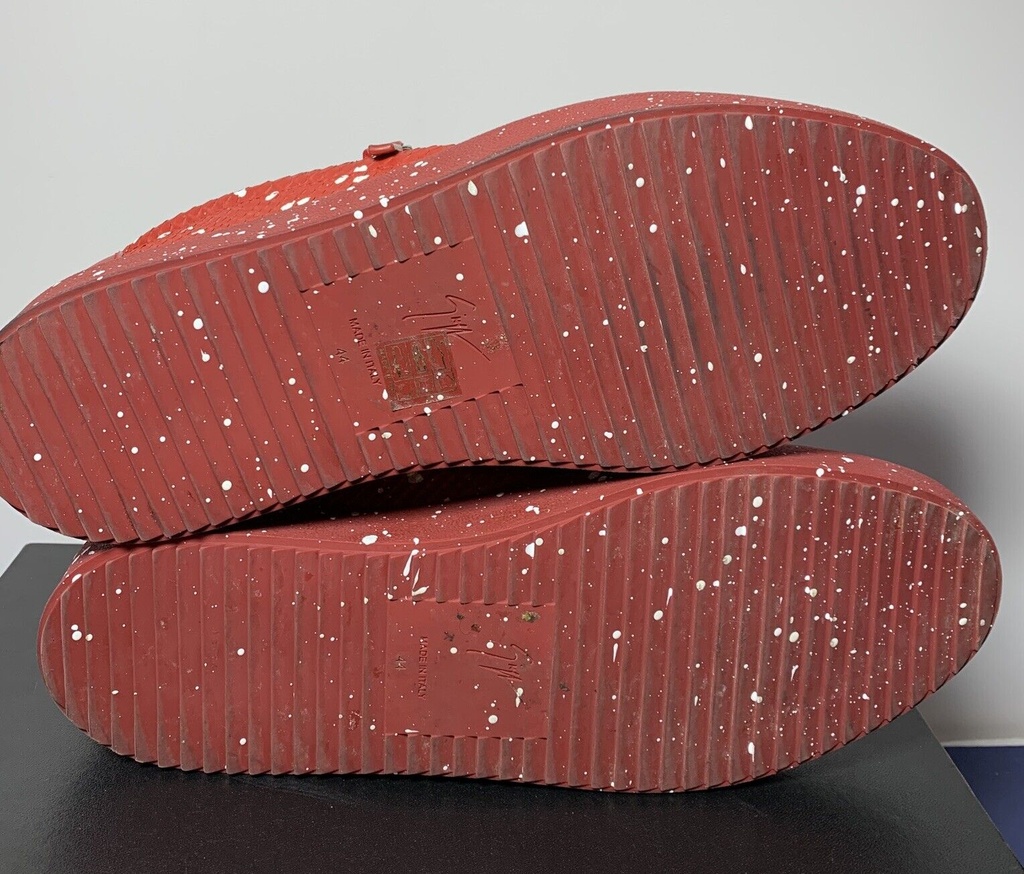 Giuseppe Zanotti Bertens Double Zip Leather Red Glitter Sneakers RM90004 #4