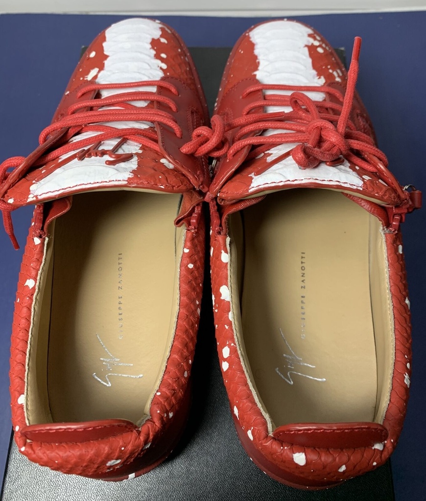 Giuseppe Zanotti Bertens Double Zip Leather Red Glitter Sneakers RM90004 #6