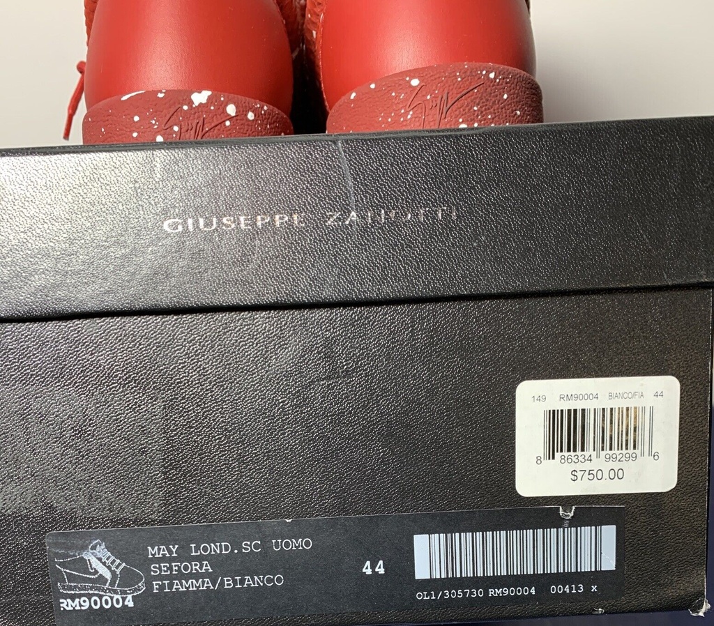 Giuseppe Zanotti Bertens Double Zip Leather Red Glitter Sneakers RM90004 #7