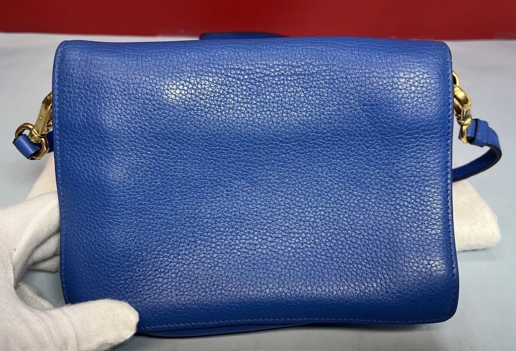 Prada Royal Blue Vitello Daino Leather Double Strap Flap Crossbody Bag #2