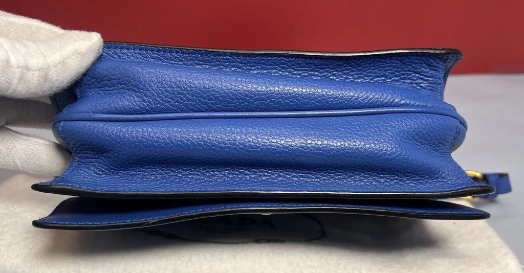 Prada Royal Blue Vitello Daino Leather Double Strap Flap Crossbody Bag #3