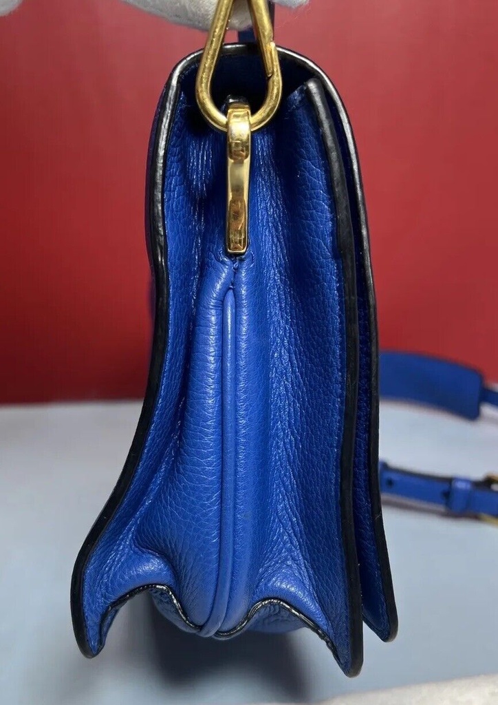 Prada Royal Blue Vitello Daino Leather Double Strap Flap Crossbody Bag #4