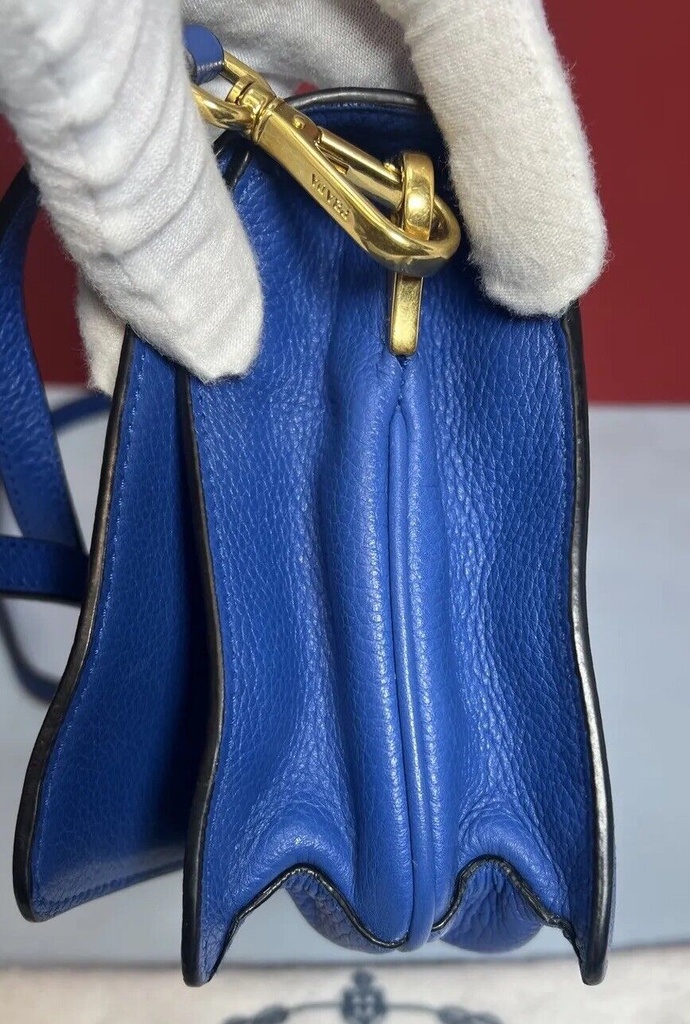 Prada Royal Blue Vitello Daino Leather Double Strap Flap Crossbody Bag #5