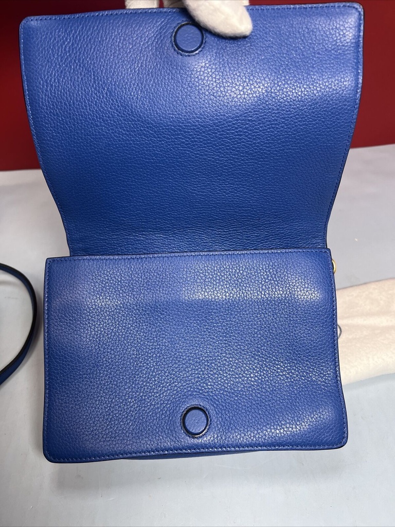 Prada Royal Blue Vitello Daino Leather Double Strap Flap Crossbody Bag #7