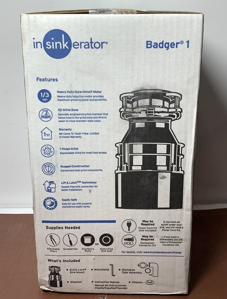 InSinkErator Garbage Disposal, Badger 1, Standard Series, 1/3 HP Continuous Feed #1