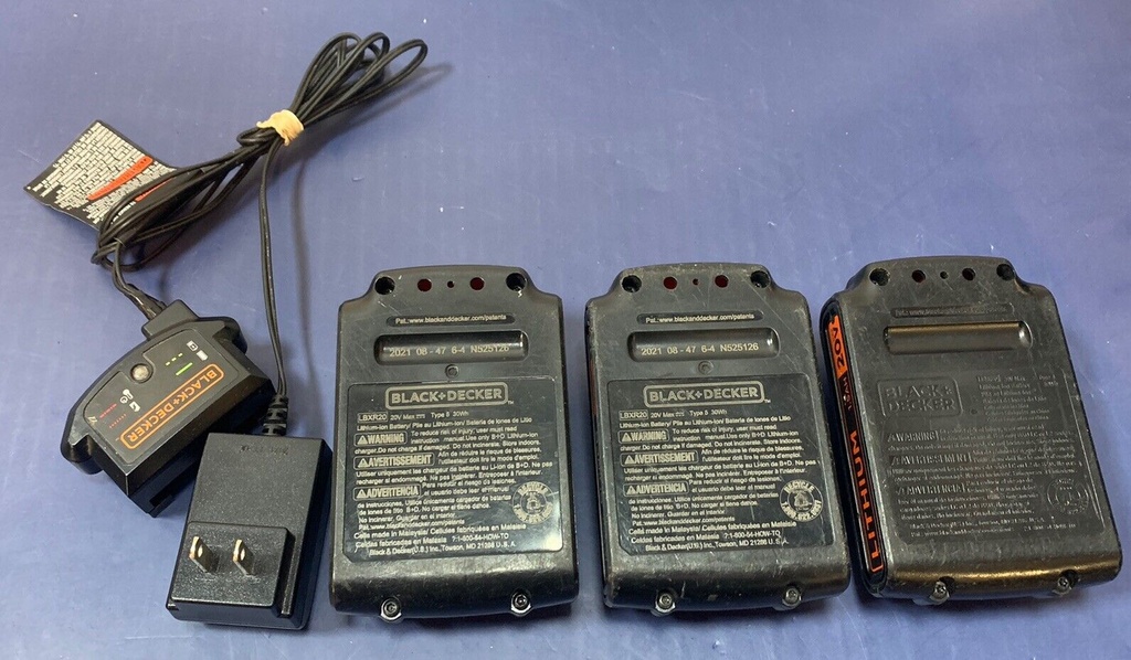 BLACK+DECKER  3 x 20V 1.5 Ah MAX Lithium Ion Battery (LBXR20) with Charger #1