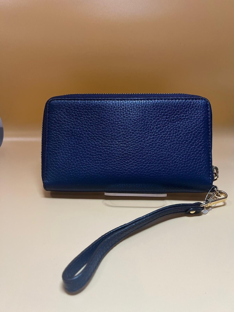 Michael Kors Jet Set Travel Flat Zip  Phone Case Wristlet Wallet Navy Blue #1
