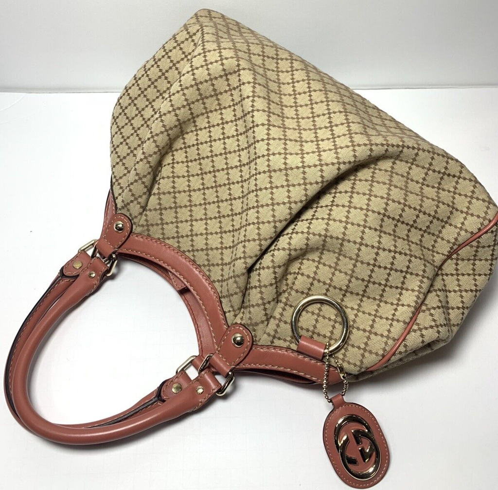 GUCCI Sukey Shoulder Tote Bag Diamante Canvas Leather Beige A3157CS412 #1