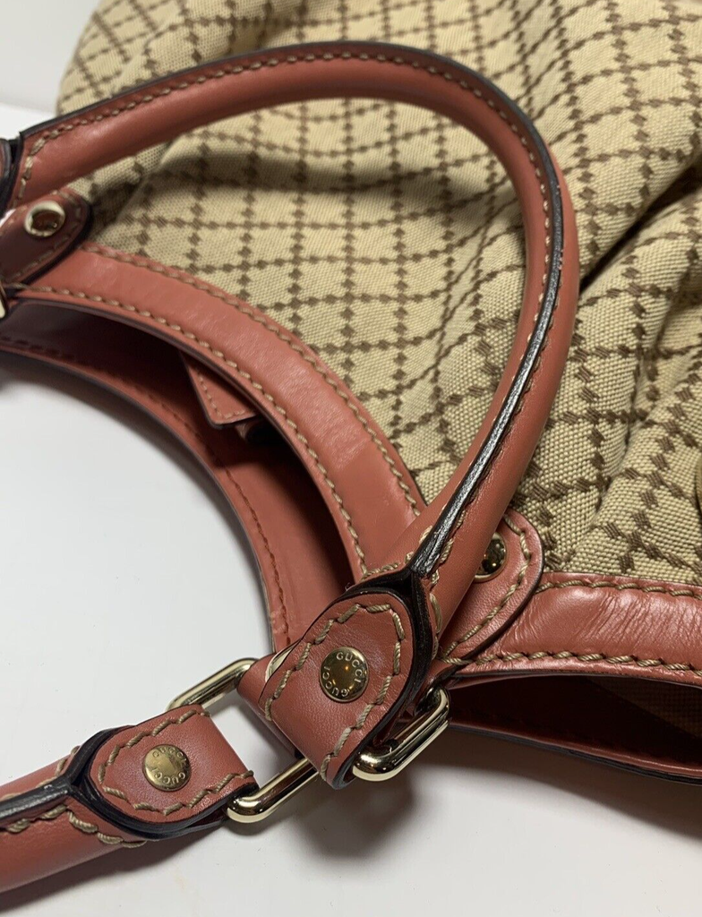 GUCCI Sukey Shoulder Tote Bag Diamante Canvas Leather Beige A3157CS412 #1