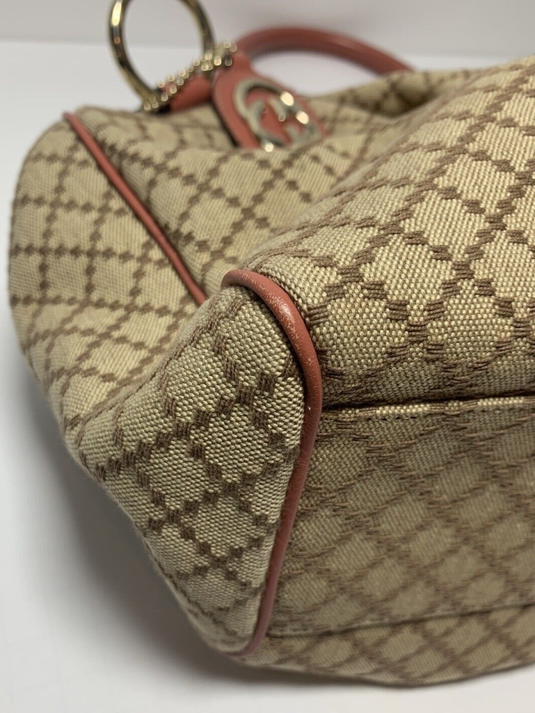 GUCCI Sukey Shoulder Tote Bag Diamante Canvas Leather Beige A3157CS412 #1