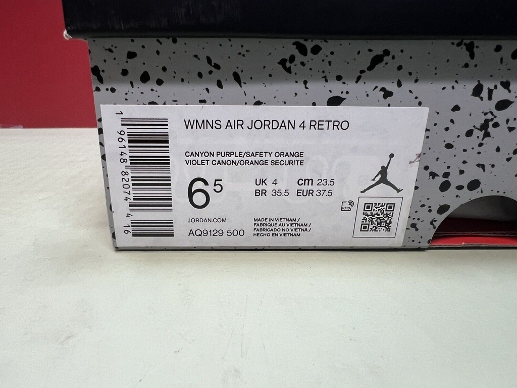 Size 6.5W - Jordan 4 Retro Mid Canyon Purple W AQ9129-500 CIB NIKE #1