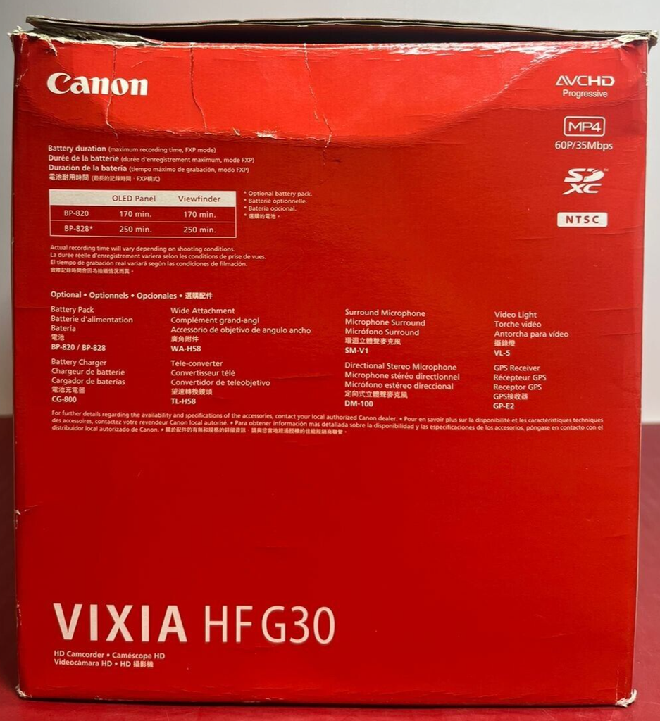 Canon VIXIA HF G30 Camcorder No Camera BOX ONLY W/ Charger & Accessories #3