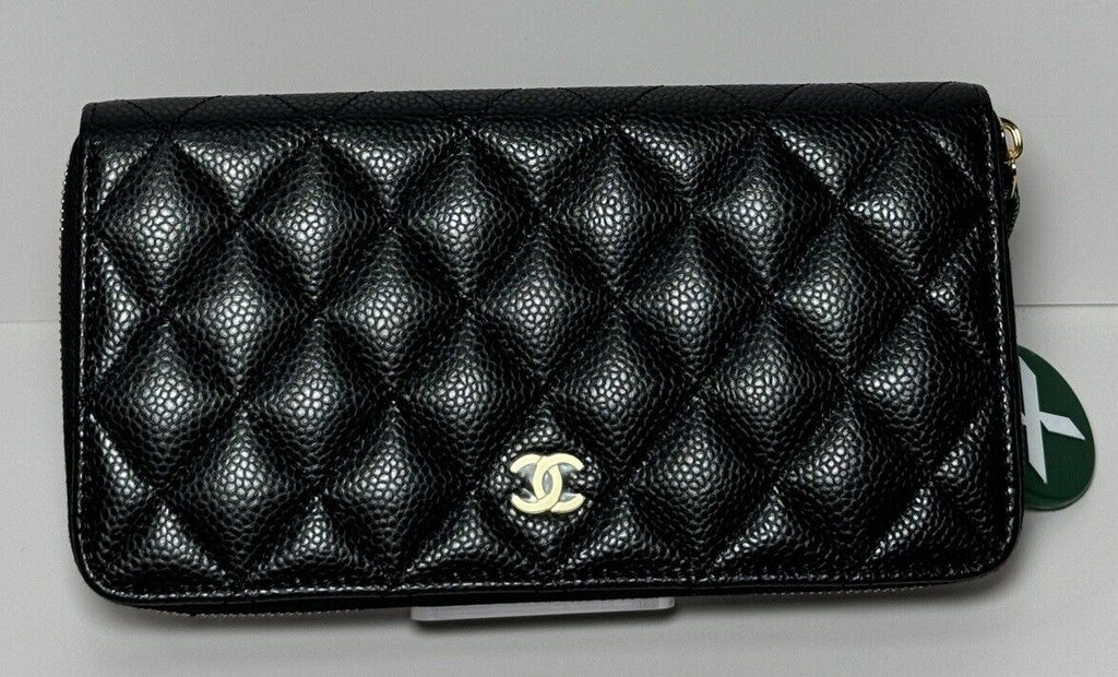 Chanel Zip Around Wallet Quilted Diamond Long Black -Brand New #2