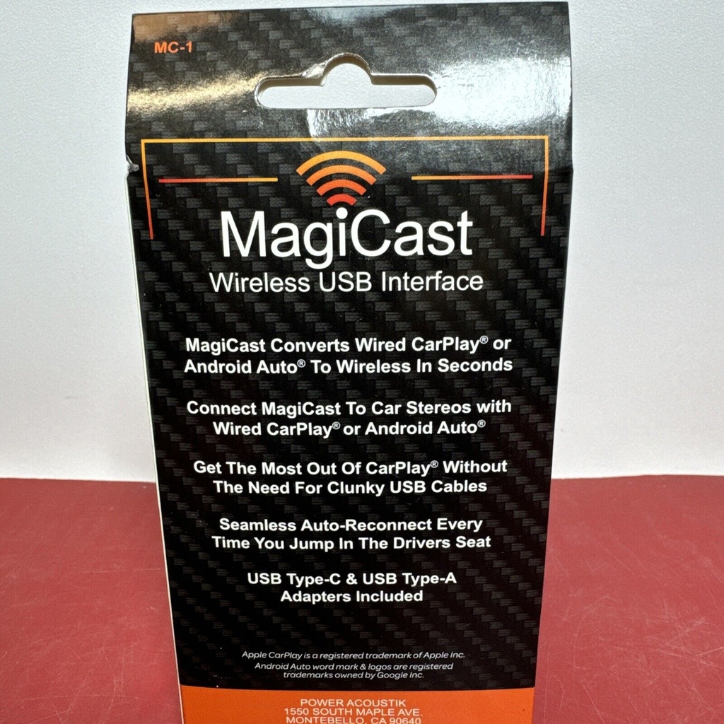 NEW Power Acoustik MAGICAST MC1 Wireless CarPlay / Android Auto USB Interface #1