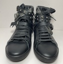 YSL SAINT LAURENT Studded High-Top Sneakers Size 35 Leather Black - 359804 used