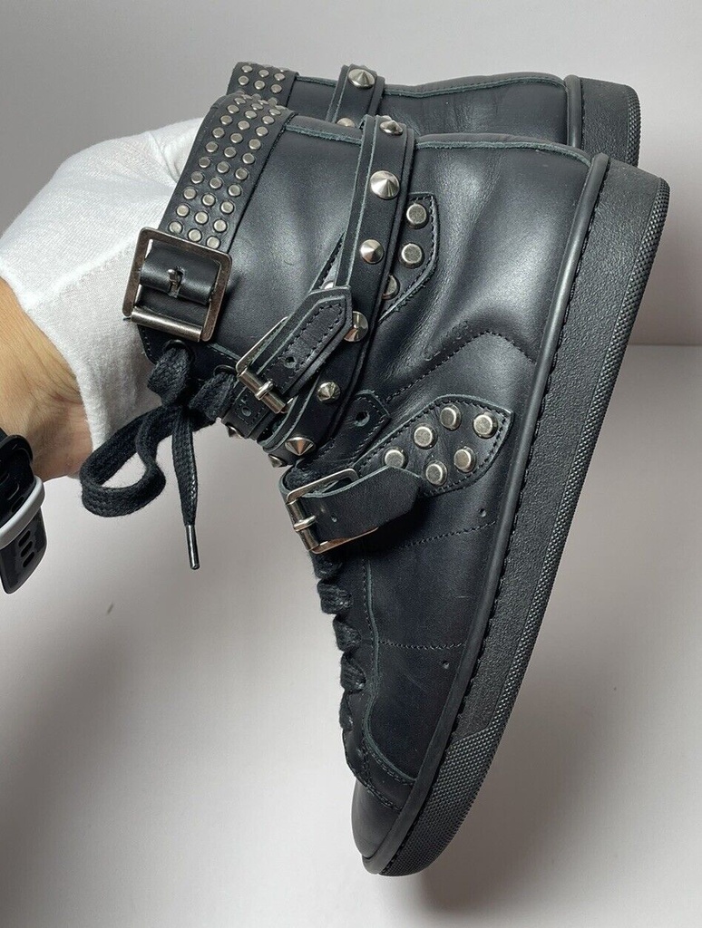 YSL SAINT LAURENT Studded High-Top Sneakers Size 35 Leather Black - 359804 #5