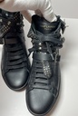 YSL SAINT LAURENT Studded High-Top Sneakers Size 35 Leather Black - 359804 with delivery