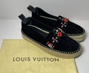 LOUIS VUITTON Black Suede Leather Frontier Embellished Espadrilles Size 37 Eu purchase