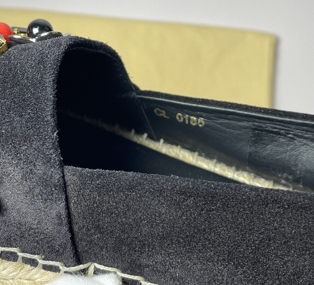 LOUIS VUITTON Black Suede Leather Frontier Embellished Espadrilles Size 37 Eu #6