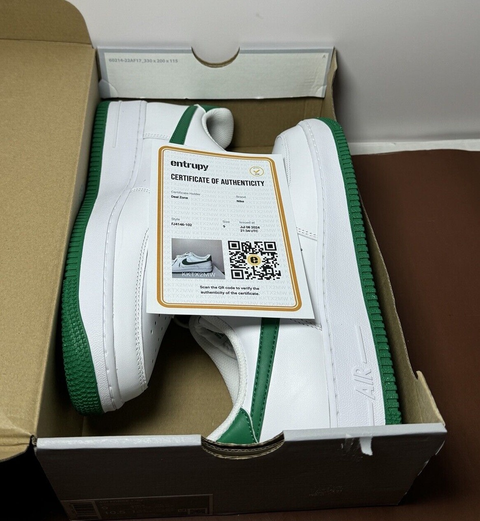 NIKE AIR FORCE 1 07_WHITE/MALACHITE-WHITE FJ4146-102-SIZE 9 #6