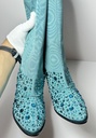 New Gucci Women's Sea Green Jacquard Cowboy Boots with Crystals 631268 3720 with delivery