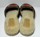 Gucci 'Fria' Houndstooth Gold Horsebit Shearling Lined Mule Slipper sz 36 price