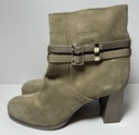 Dior Women's Taupe Suede Double Buckled Straps Ankle Boots used