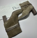 Dior Women's Taupe Suede Double Buckled Straps Ankle Boots – photo-1