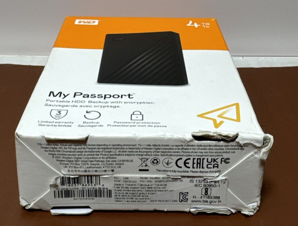 Brand New sealed- WD My Passport 4TB External USB 3.0 Portable Hard Drive #4