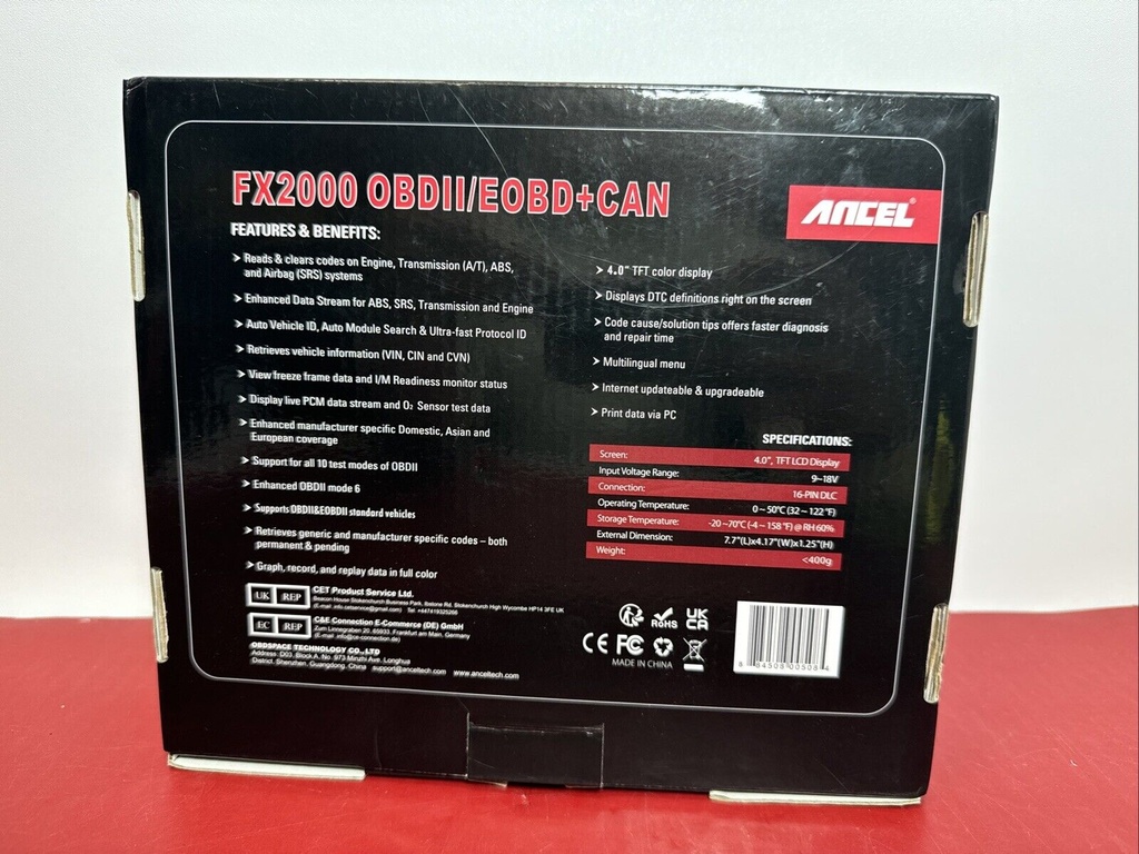 Ancel Fx2000 Obdii/eobd + Can Abs Srs Auto Scanner Diagnostic Code Reader #1