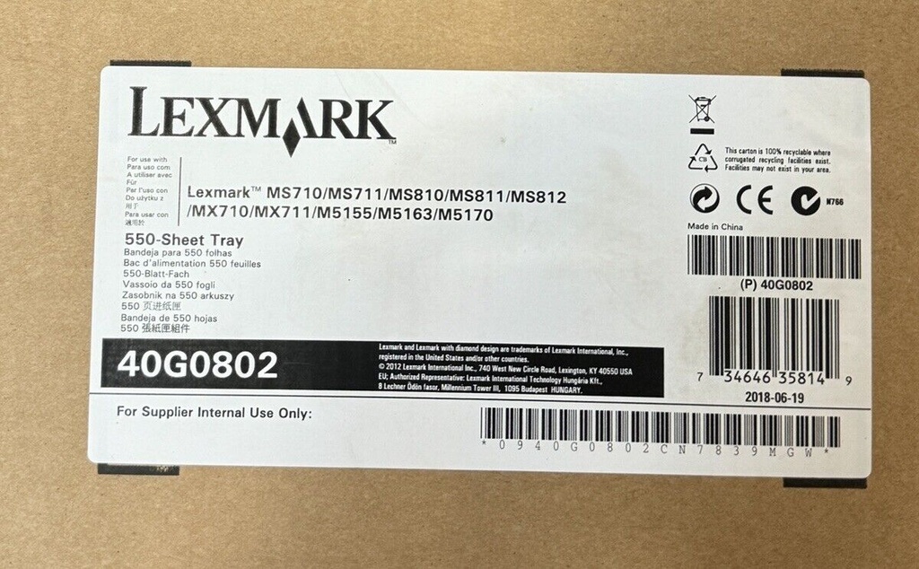 NEW Lexmark 550 Sheet Tray 40G0802 40X8106 MX710/711 MS810/811/812 MC710/711! #3