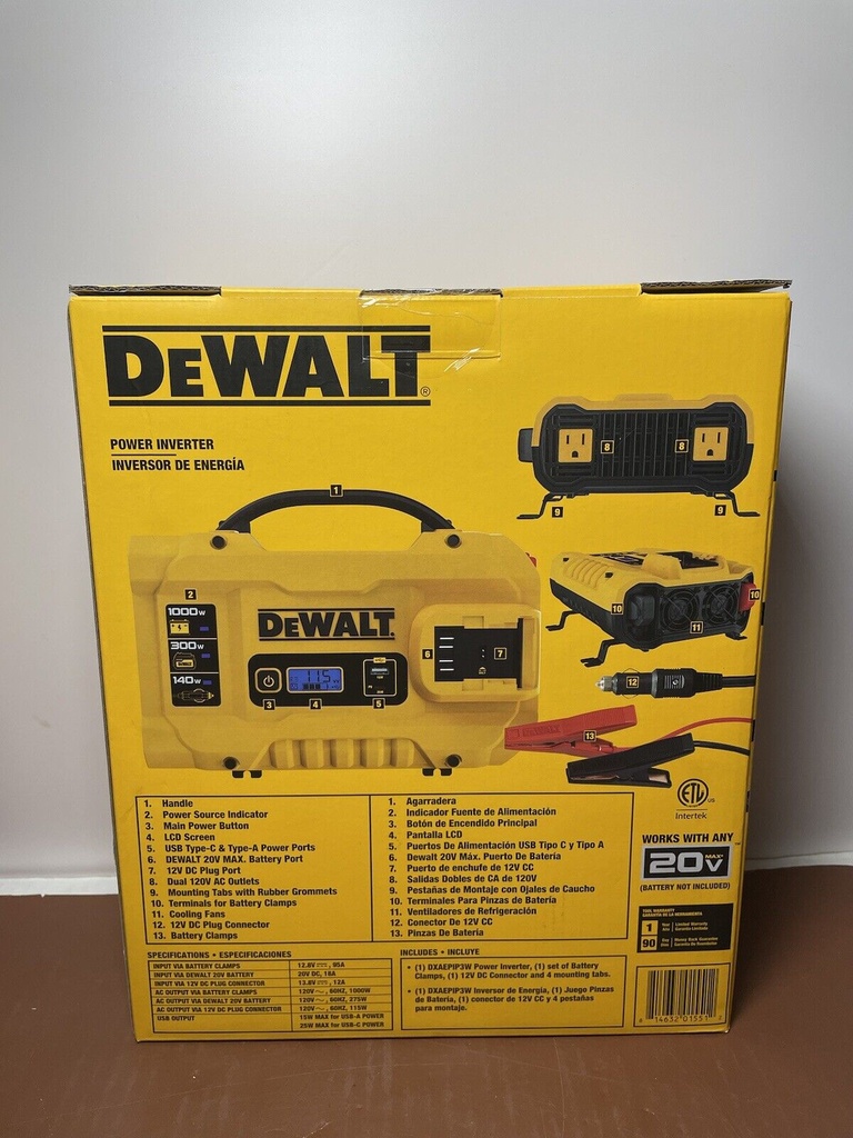 DeWalt DXAEPIP3W 1000W Jobsite Power Inverter #1