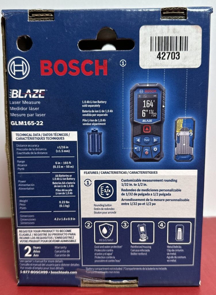 Bosch Blaze 165 ft. Laser Distance Tape Measuring Tool GLM165-22 Brand New #1