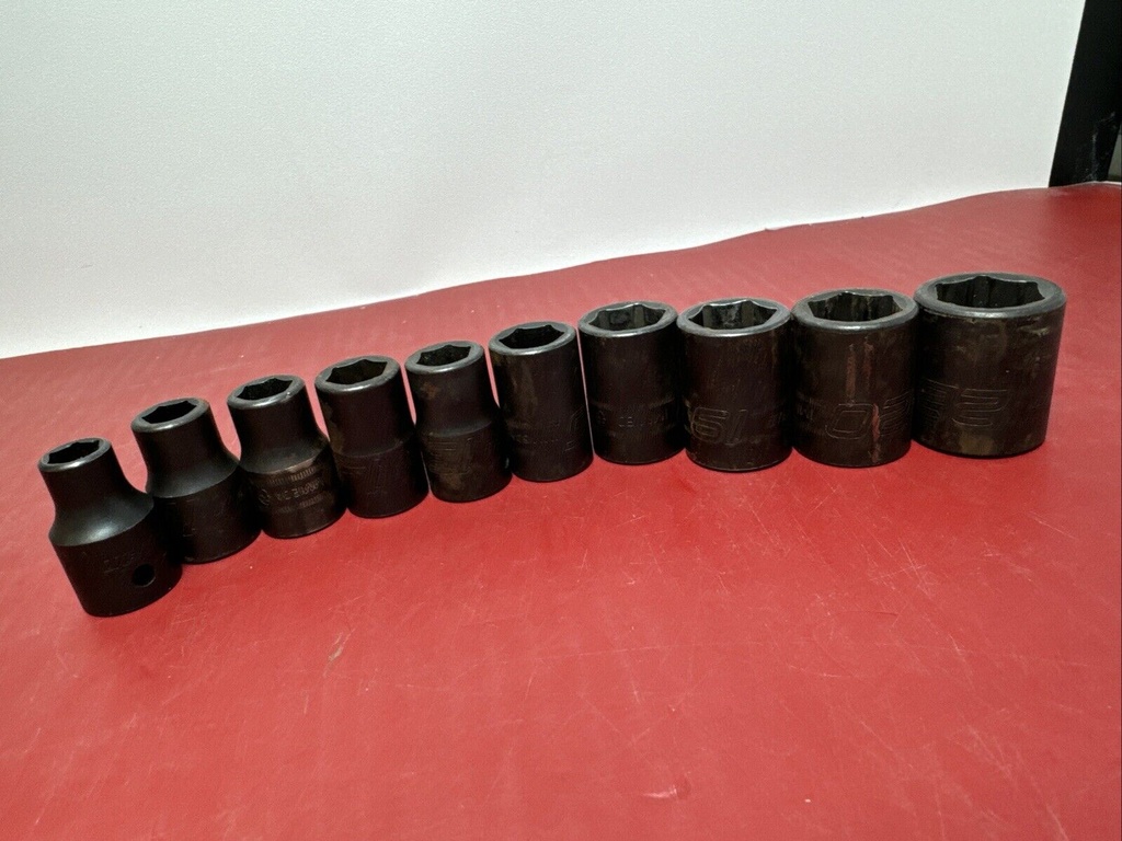 Snap-On 1/2" Drive 6-Point Metric 10mm-22mm Shallow Impact Socket Set IMM 10pcs #10