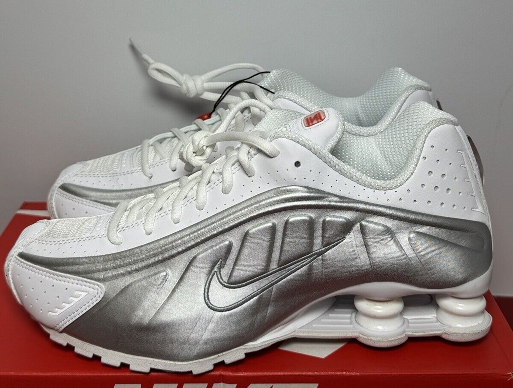 White Silver Nike Shox R4 Running Shoes AR3565 101 - Size 9 Women #2