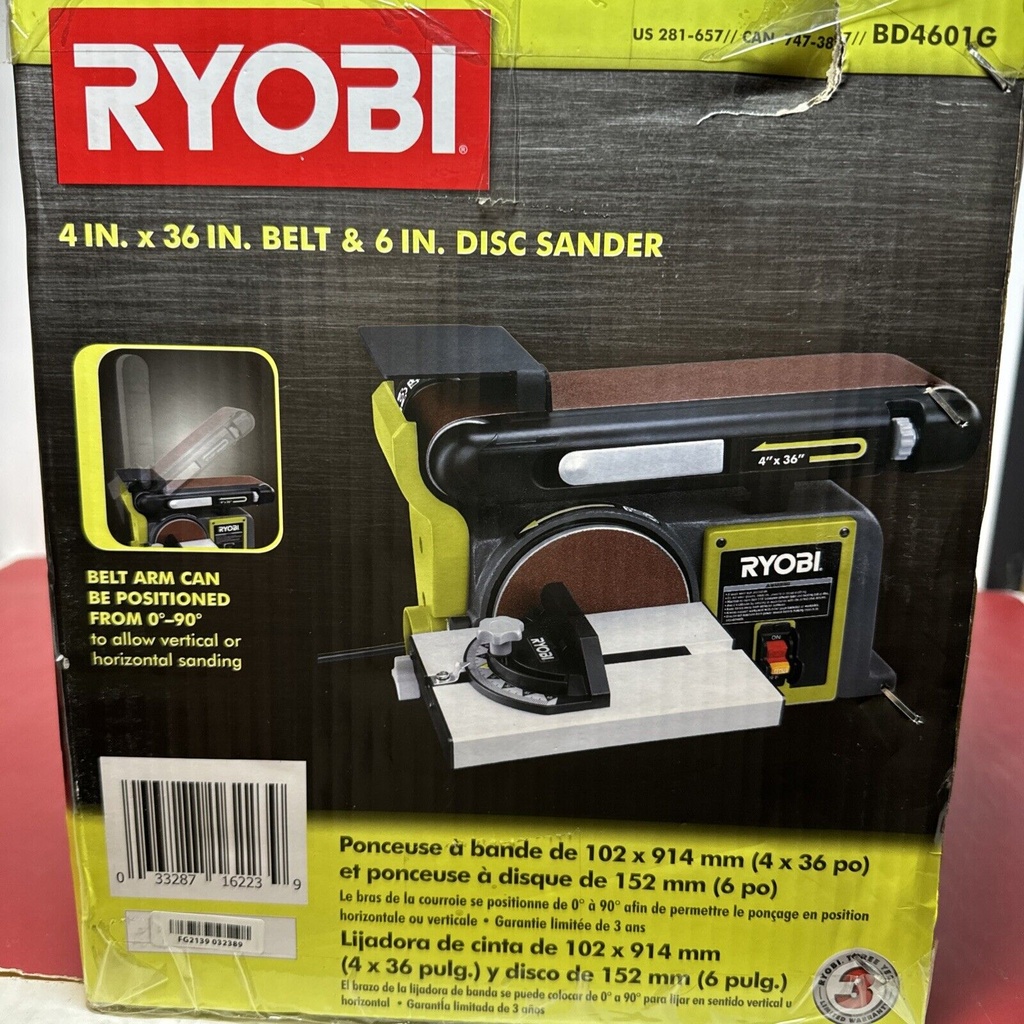 Ryobi Bench Belt Disc Sander Sanding Machine Vertical Horizontal BD4601G #1