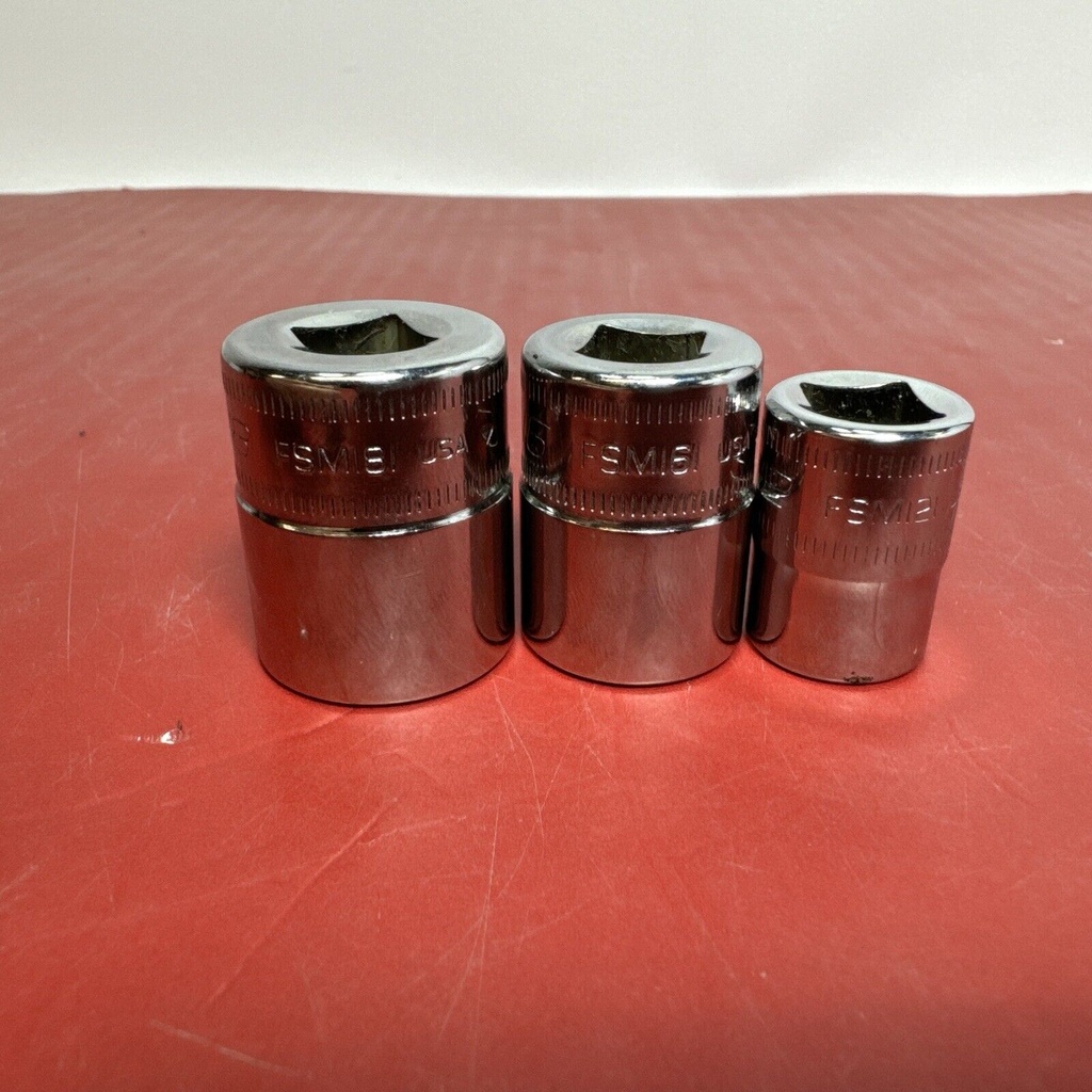 Snap On  3/8" Drive 18mm, 16mm, 12mm Metric 6 Point Shallow Sockets 3 x LOT #2