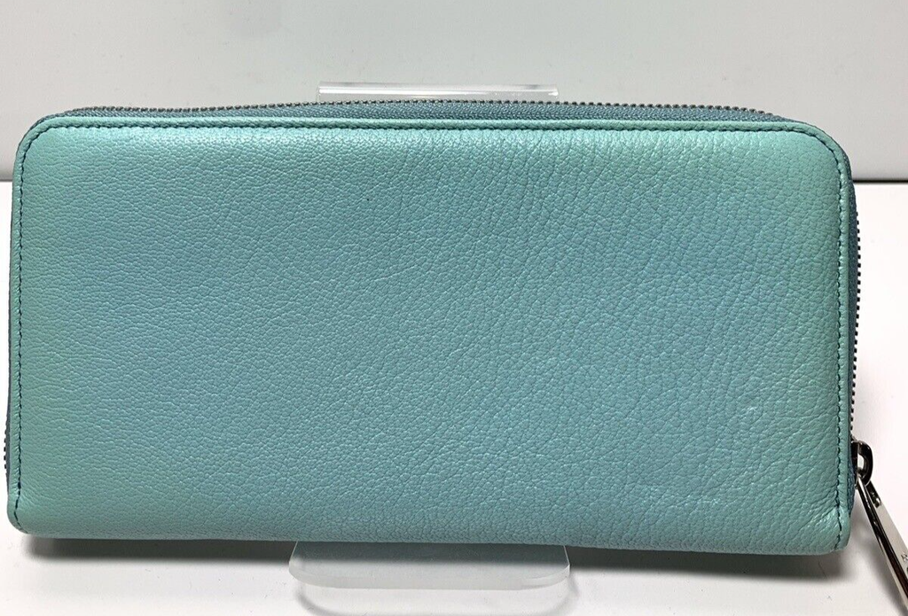 DOLCE & GABBANA Wallet Leather Small Zip Around Clutch Turquoise #2